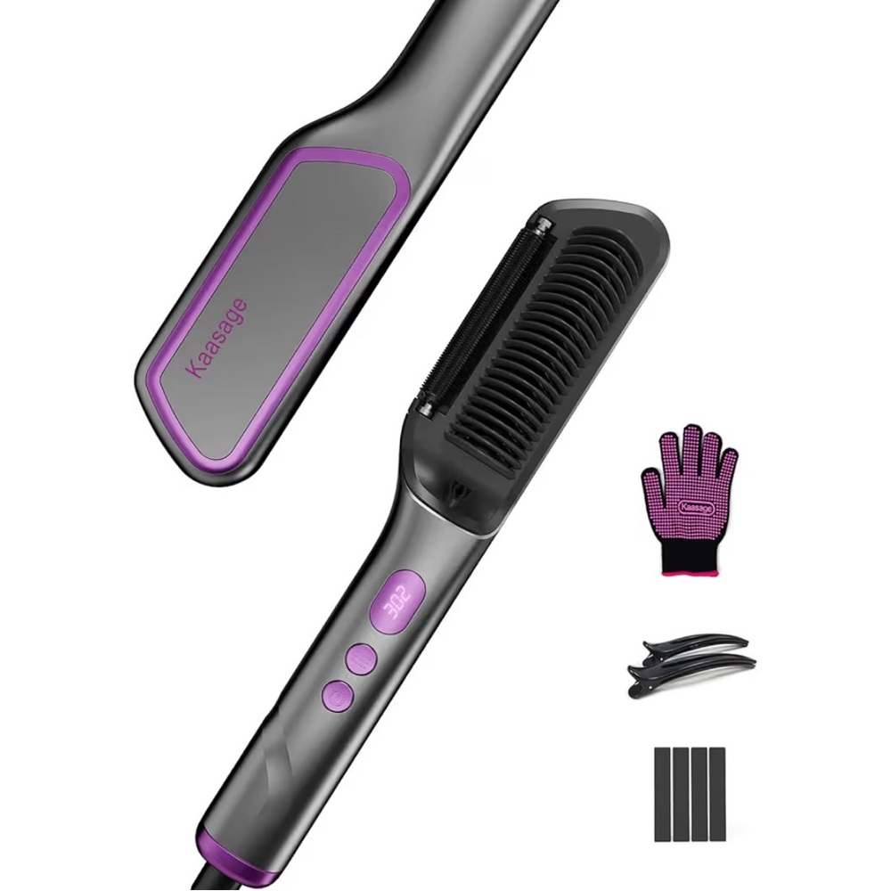 Kaasage Hair Straightening Brush, Hot Oil, 9 Temperature Ionic Comb